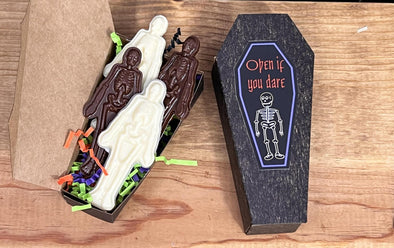 Coffin with Chocolate Skeletons