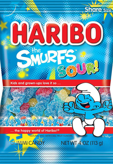 Haribo Smurfs Sour Gummi Candy 4oz Bag