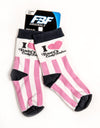 Youth Pink and White Striped Socks